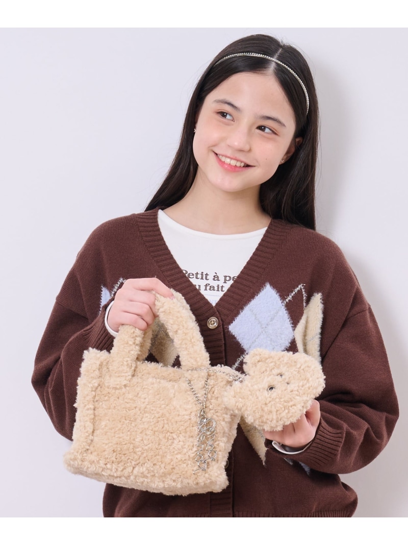 【SALE／30%OFF】pom ponette junior チャームつきボアショルダーバッグ ナルミヤオンライン バッグ ショルダーバッグ ホワイト【RBA_E】【送料無料】