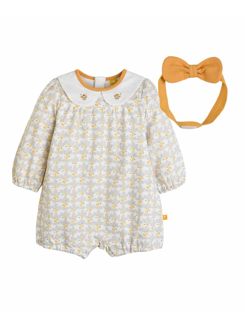 【SALE／40%OFF】moimoln 【2点セット】フラワーショート丈カバーオール&キャンディリボンヘアバンド モイモルン スーツ・フォーマル セットアップスーツ ホワイト【RBA_E】【送料無料】画像