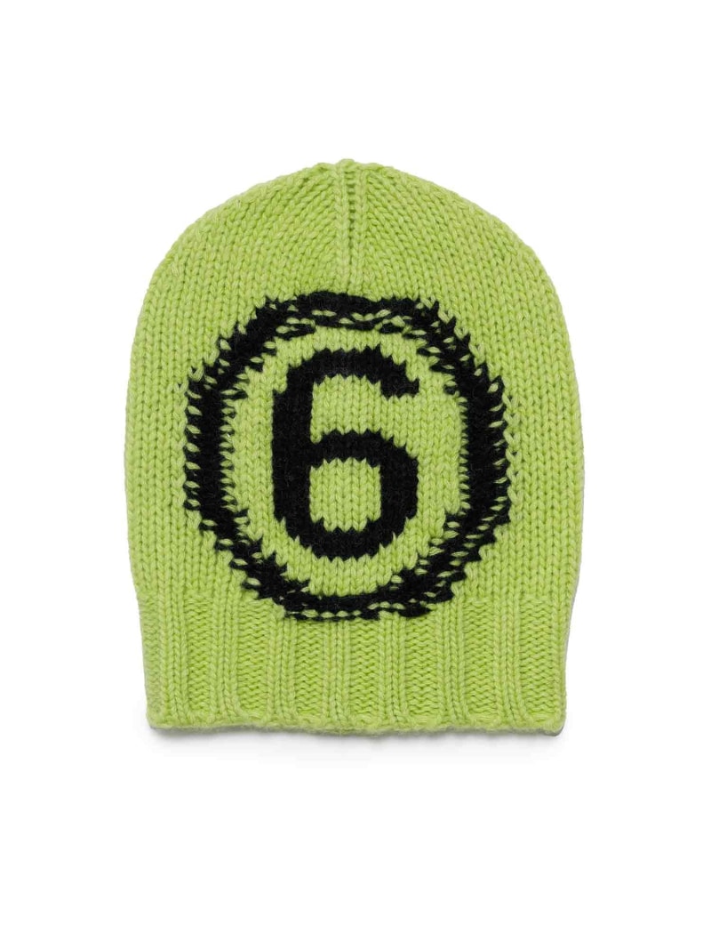 【SALE／67%OFF】MM6 Maison Margiela MM6 Maison Margiela ウールブレンドブランドロゴニットキャップ Kids シフォン かぶり笠 編み物帽・ビーニー【RBA_E】【貨物輸送無料】