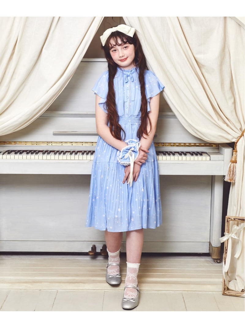 mezzo piano Junior アソート生地プリーツワンピース♪ ナルミヤオンライン ワンピース・ドレス シャツワンピース ホワイト ネイビー ブルー【送料無料】| Fashion Kids