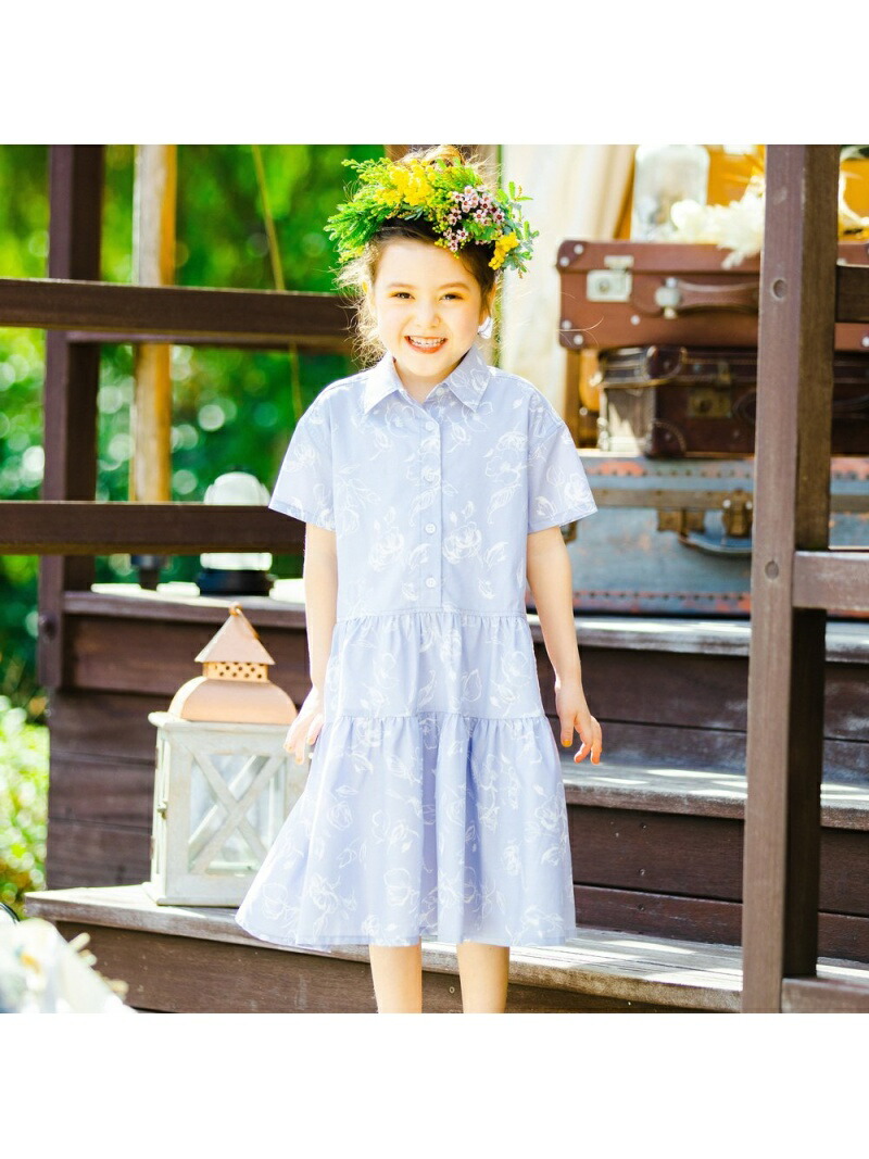 Branshes 花柄半袖ティアードワンピース ブランシェス Branshes 花柄半袖ティアードワンピース ブランシェス