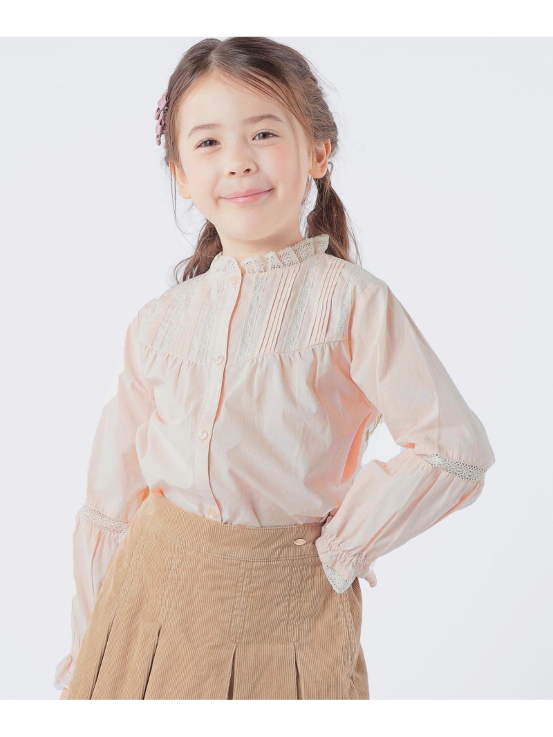 【SALE／40%OFF】SHIPS KIDS SHIPS KIDS:100~130cm / ピンタック レース ブラウス シップス トップス シャツ・ブラウス ピンク【RBA_E】【送料無料】