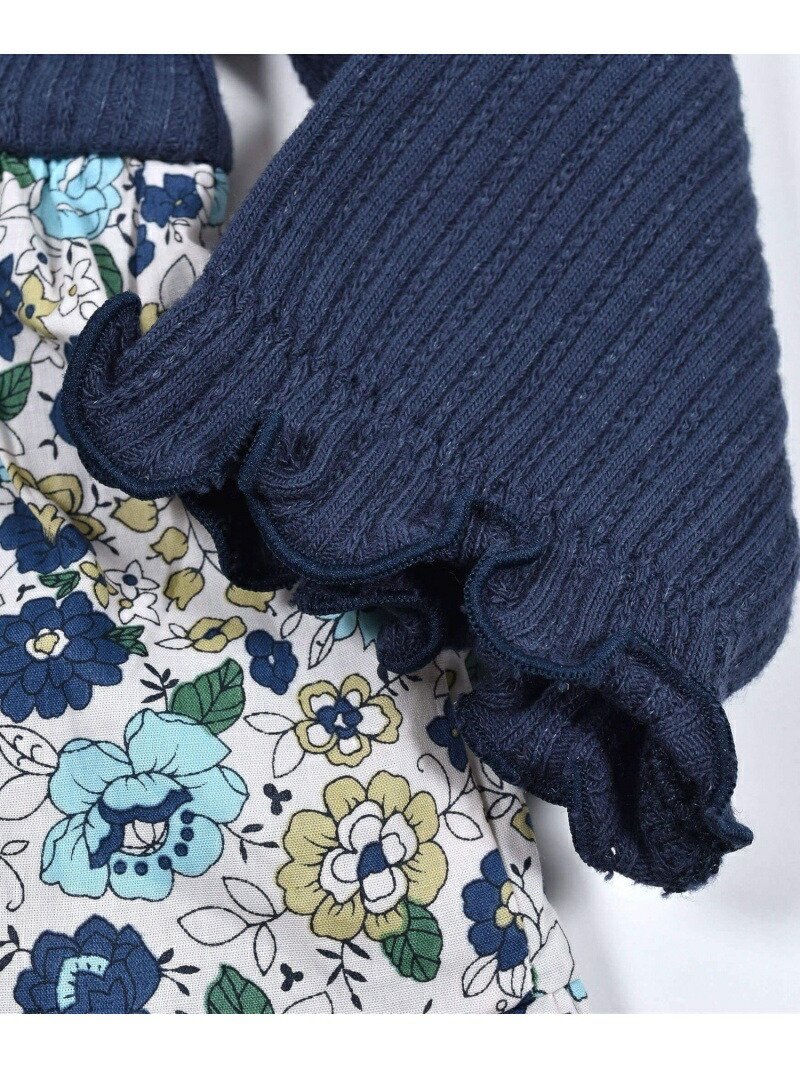 Slap Slip Baby ワンピース風 フリル 刺繍 花柄 ベビー ラメ 70 80cm ベベ ロンパース