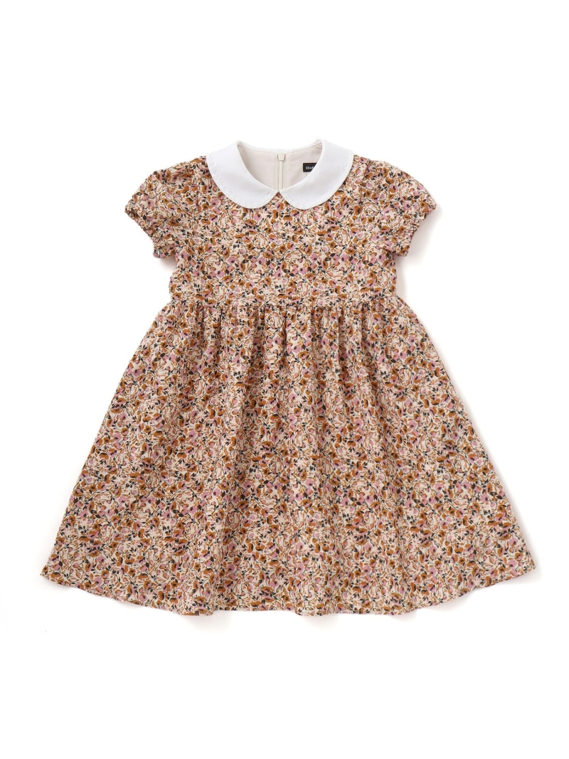 BeBe 【DEVEAUX】丸襟ヴィンテージフラワープリントパフスリーブワンピース(100~130cm) ベベ オンライン ストア ワンピース・ドレス ワンピース イエロー【送料無料】