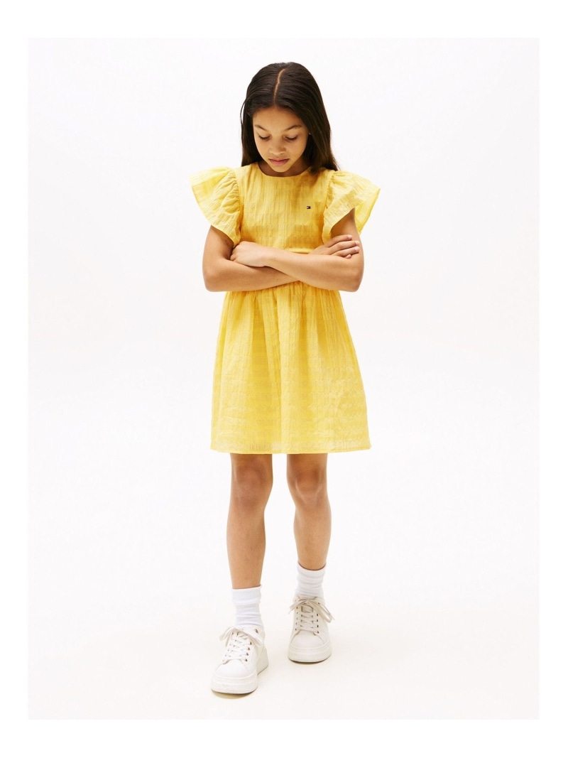 【SALE／50%OFF】TOMMY HILFIGER GIRLS テクスチャードコットンワンピース トミーヒルフィガー ワンピース・ドレス その他のワンピース・ドレス イエロー ピンク【RBA_E】【送料無料】