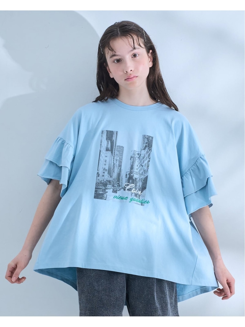 POM PONETTE AMI 【AMI】ラッフルスリーブ書き換える上衣 ナルミヤオンライン トップス カットソー・プルオーバー 白いこと 青色【貨物輸送無料】