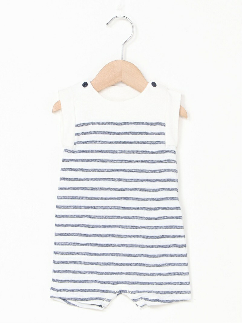 Petit Bateau K コットンリネンボーダーノースリーブロンパース プチバトー ワンピース キッズワンピース 送料無料 Runawayapricot Com
