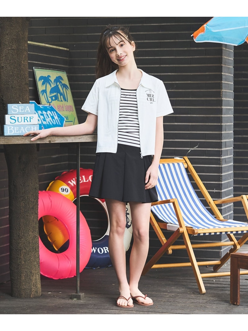 pom ponette junior 【SWIM】【UV撥ねのける】ジップアップコーデ3点書き割り ナルミヤオンライン 海水着・スイムグッズ 海水着【貨物輸送無料】