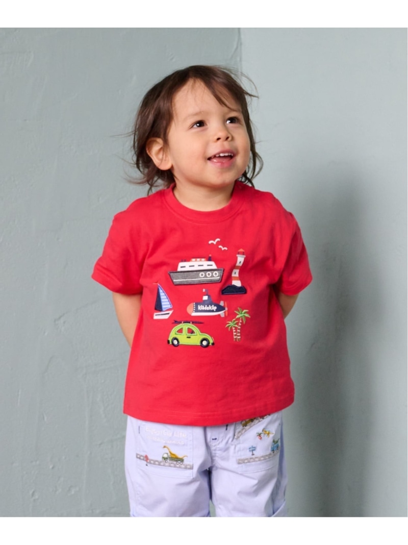 kladskap 乗り物アップリケ半袖Tシャツ ナルミヤオンライン トップス カットソー・Tシャツ ホワイト【送料無料】
