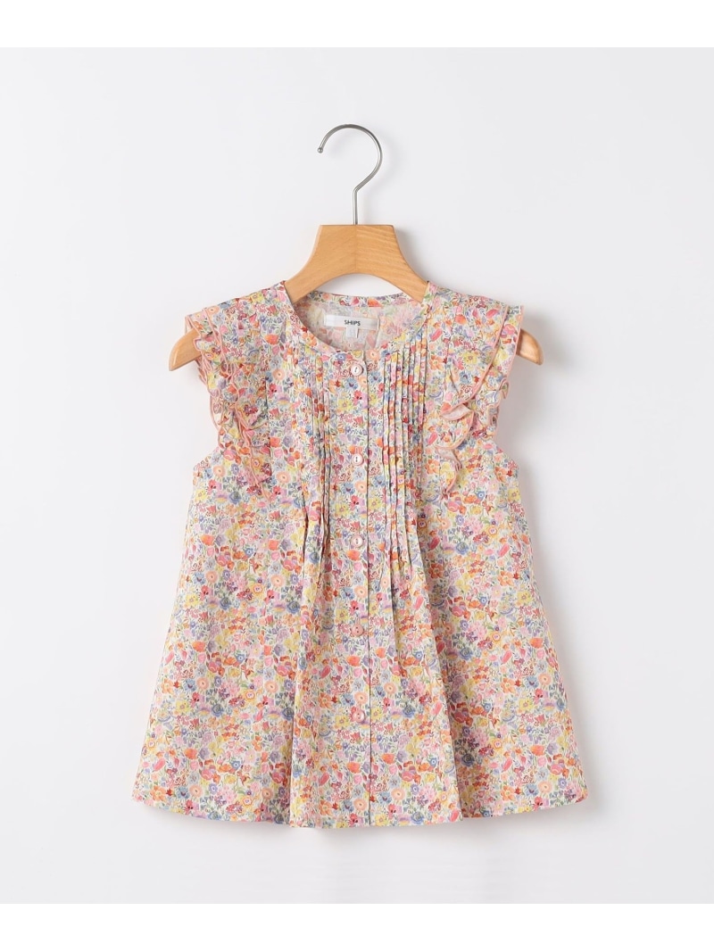 SHIPS KIDS SHIPS KIDS:80~90cm / リバティ フリル ブラウス シップス トップス シャツ・ブラウス ブルー レッド【送料無料】