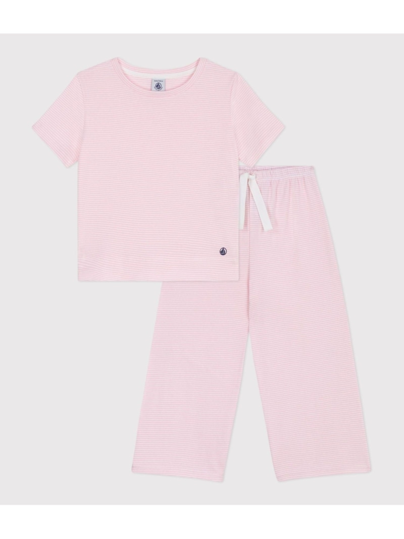 PETIT BATEAU ミラレ半袖パジャマ プチバトー 肌付き・お部屋お召しもの パジャマ 白いこと【貨物輸送無料】