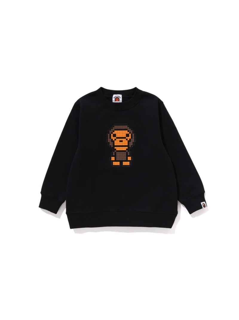 A BATHING APE BABY MILO BLOCK CREWNECK SWEATSHIRT ア ベイシング エイプ トップス スウェット・トレーナー 黒いこと サクラ色【貨物輸送無料】
