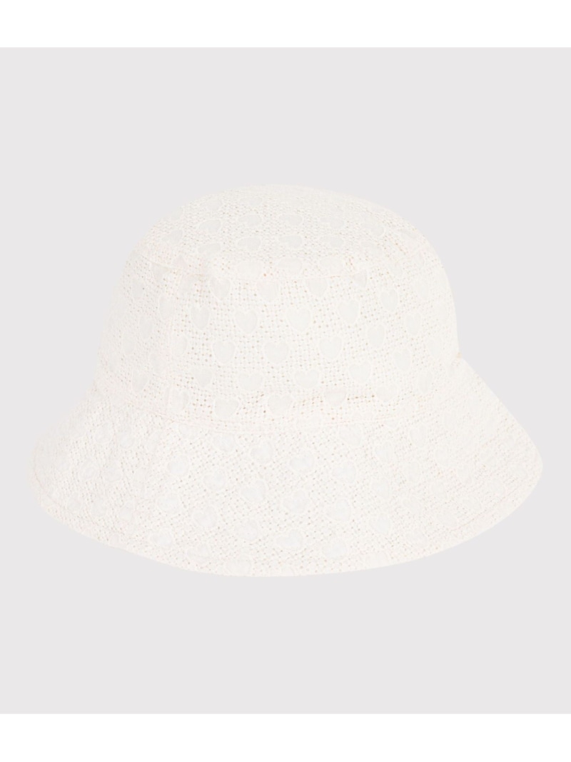 PETIT BATEAU ハート刺繍クロシェ プチバトー 帽子 ハット ホワイト【送料無料】