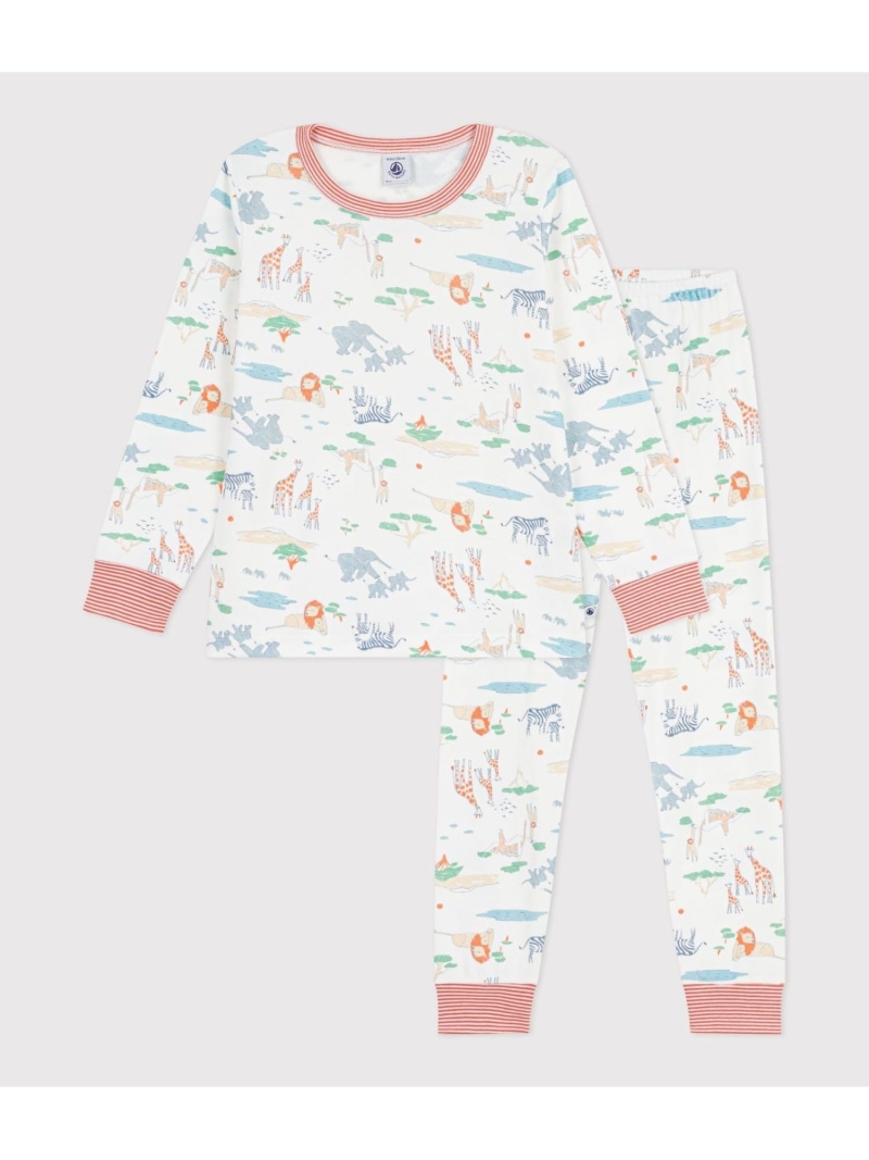 PETIT BATEAU アニマルプリント長袖パジャマ プチバトー 肌付き・お部屋お召しもの パジャマ【貨物輸送無料】