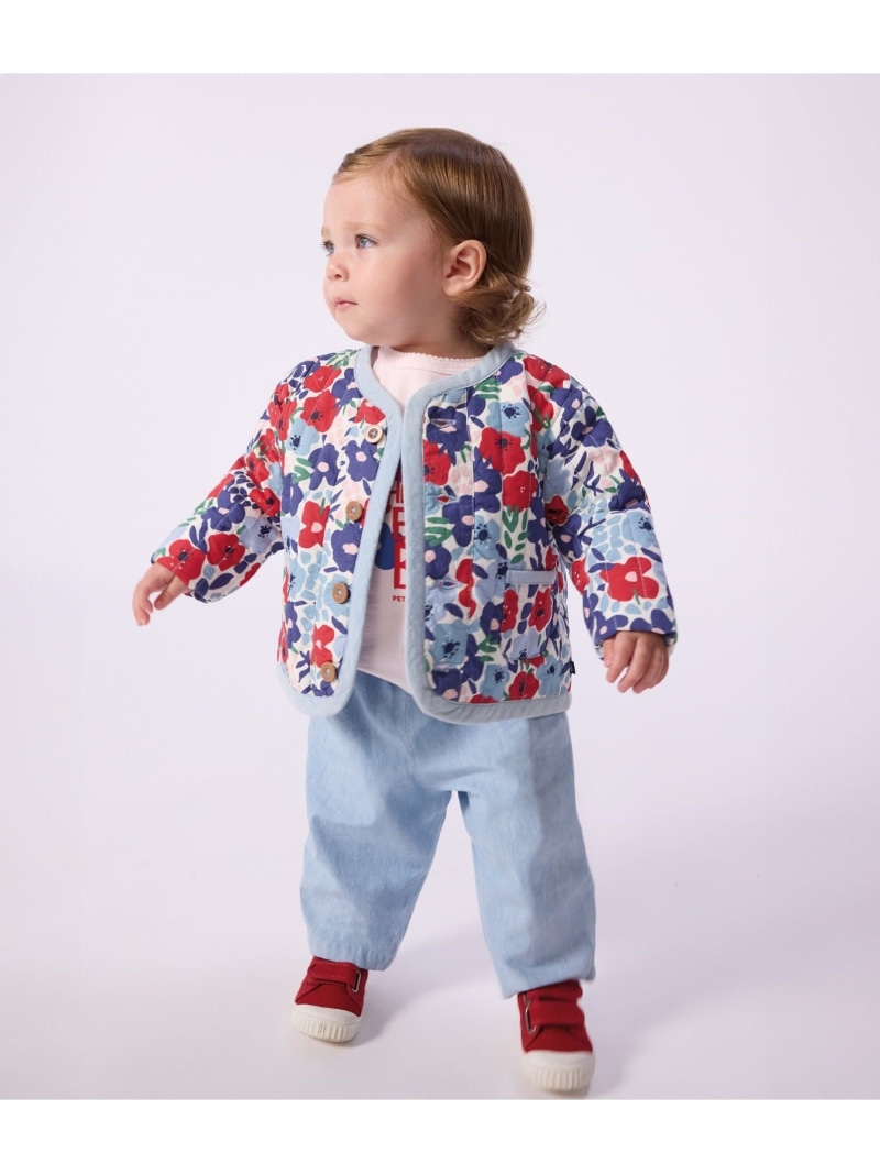 PETIT BATEAU フラワーキルティングブルゾン プチバトー トップス ジレー【貨物輸送無料】