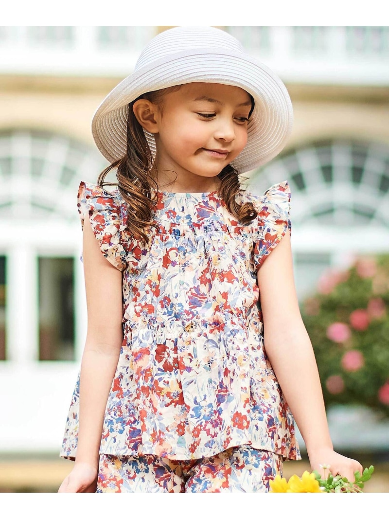 BeBe 【お揃い】【DEVEAUX】ローンフラワープリントフリル袖ブラウス(100~140cm) ベベ オンライン ストア トップス シャツ・ブラウス レッド【送料無料】 9,438円