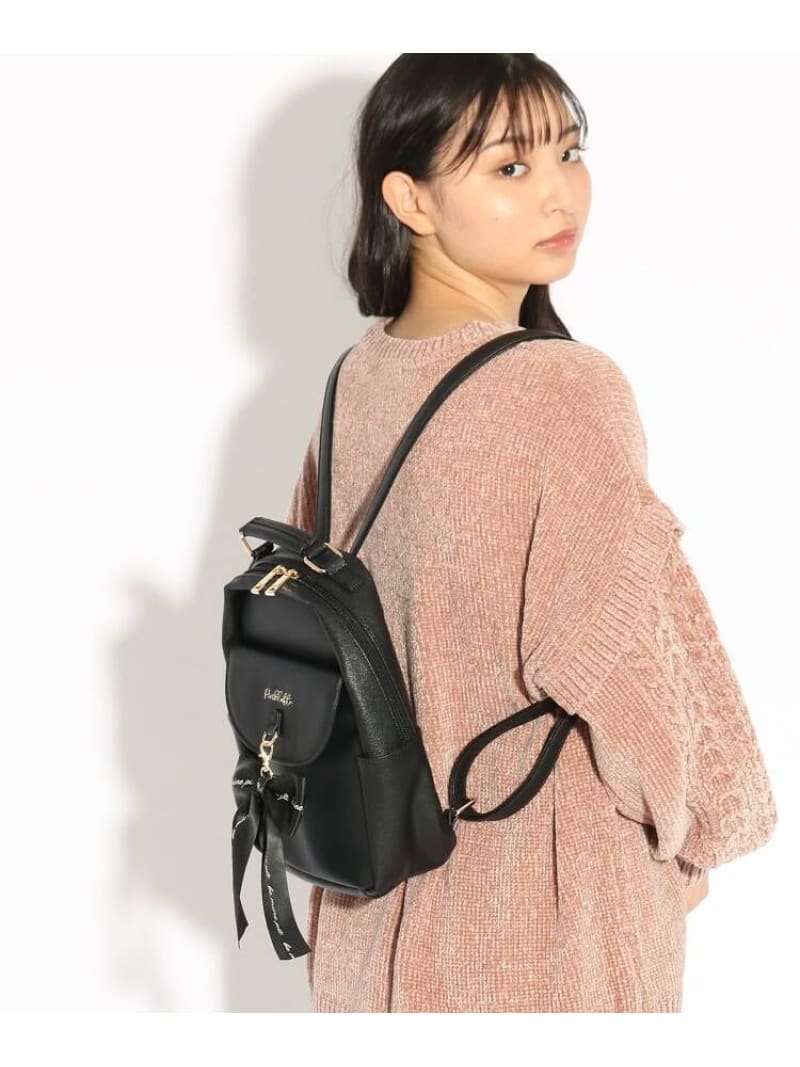 【PINK-latte ビッグリボン付きミニリュック ピンク ラテ バッグ リュック・バックパック ブラック ホワイト グリーン ブラウン  ピンク パープル ブルー【送料無料】 Rakuten Fashion Kids