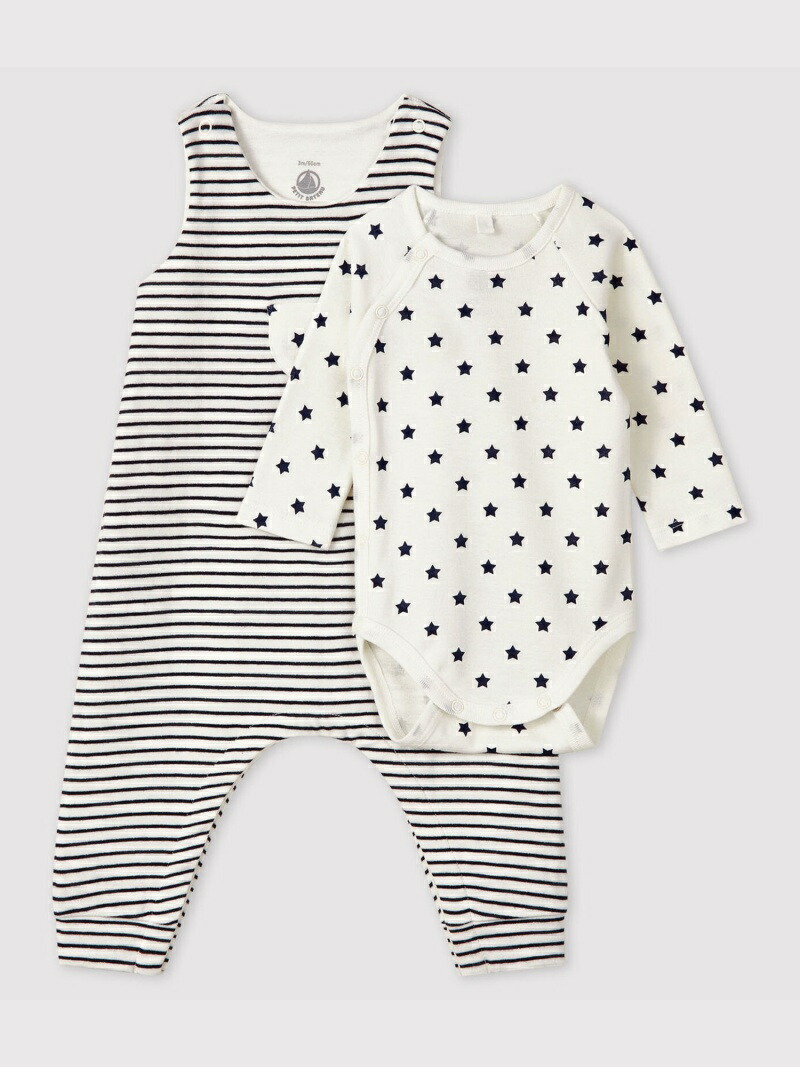 楽天市場 Sale 40 Off Petit Bateau K マリニエールサロペット ボディセット プチバトー マタニティー ベビー ロンパース カバーオール ホワイト Rba E 送料無料 Rakuten Fashion Kids