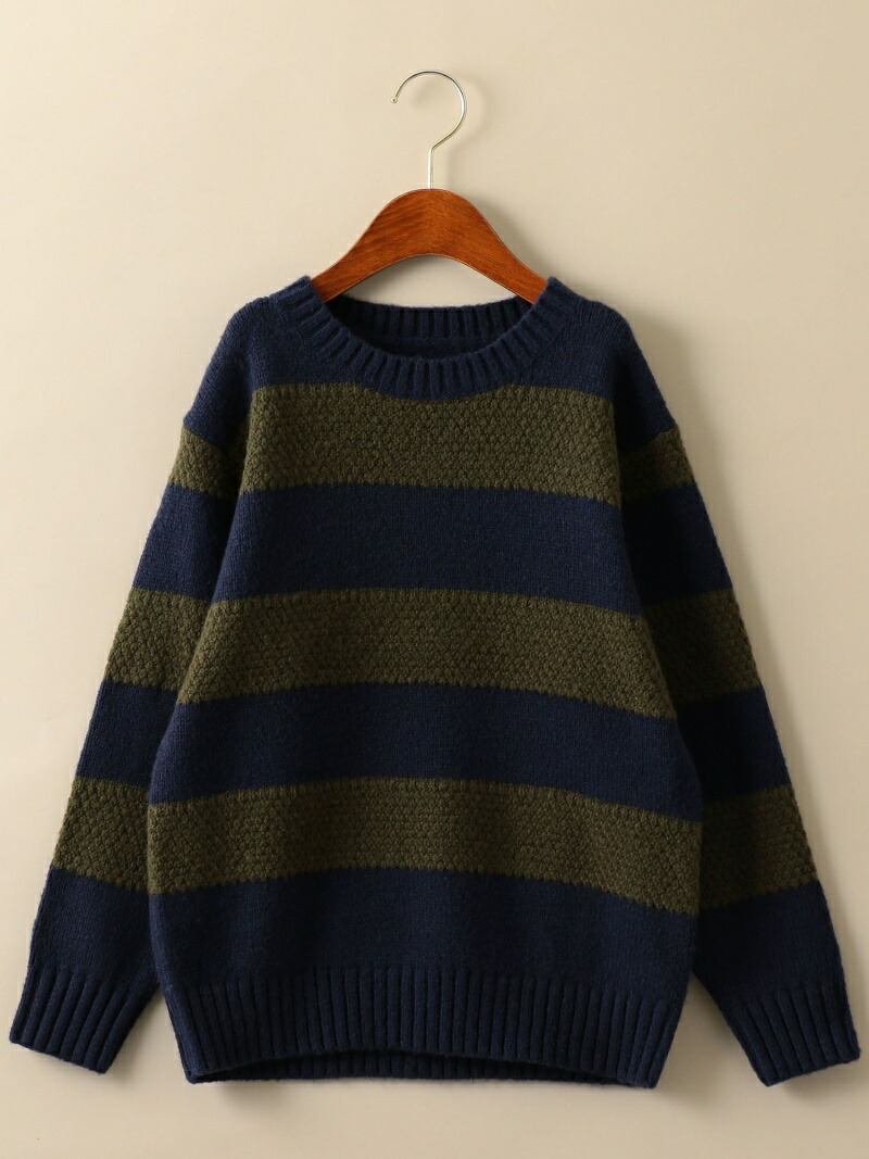 UNITED ARROWS green label relaxing 【ジュニア】 〔ハンドウォッシャブル〕ボーダープルオーバー ユナイテッドアローズ グリーンレーベルリラクシング ニット 長袖ニット ネイビー ブルー【RBA_E】