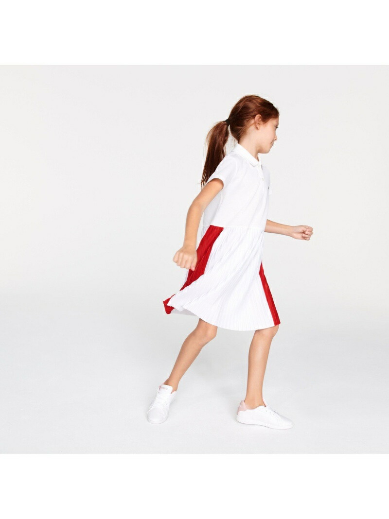 値引 Lacoste Girlsプリーツスカートポロワンピース ラコステ ワンピース シャツワンピース ホワイト ブルーw 人気ブランド Www Qallwahotels Com