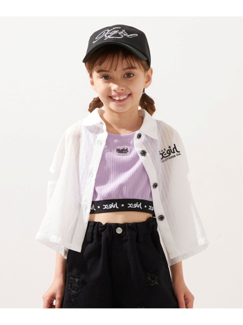 X-girl Stages 肩あきシアーシャツ+テレコショートタンク 書き割り ナルミヤオンライン トップス プルオーバー・トップ 白いこと【貨物輸送無料】