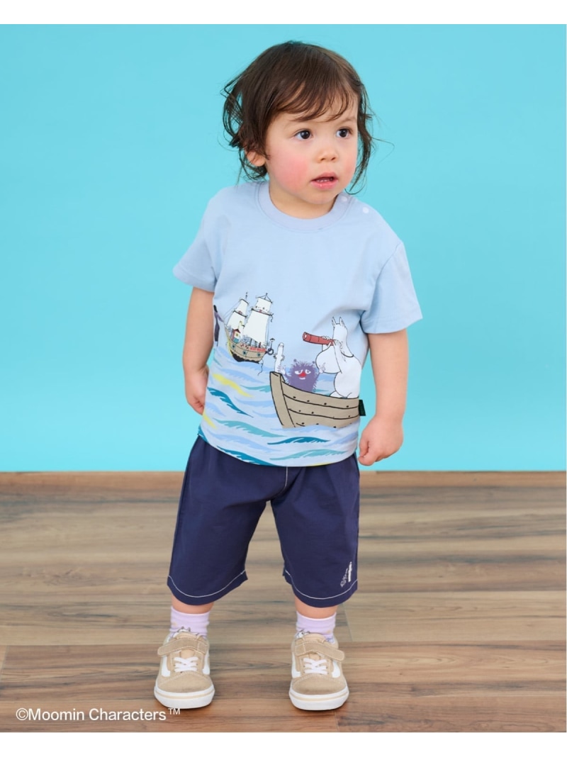 kladskap 【MOOMIN】半袖プルオーバーセットアップ ナルミヤオンライン トップス 合奏団 白いこと 青色【貨物輸送無料】