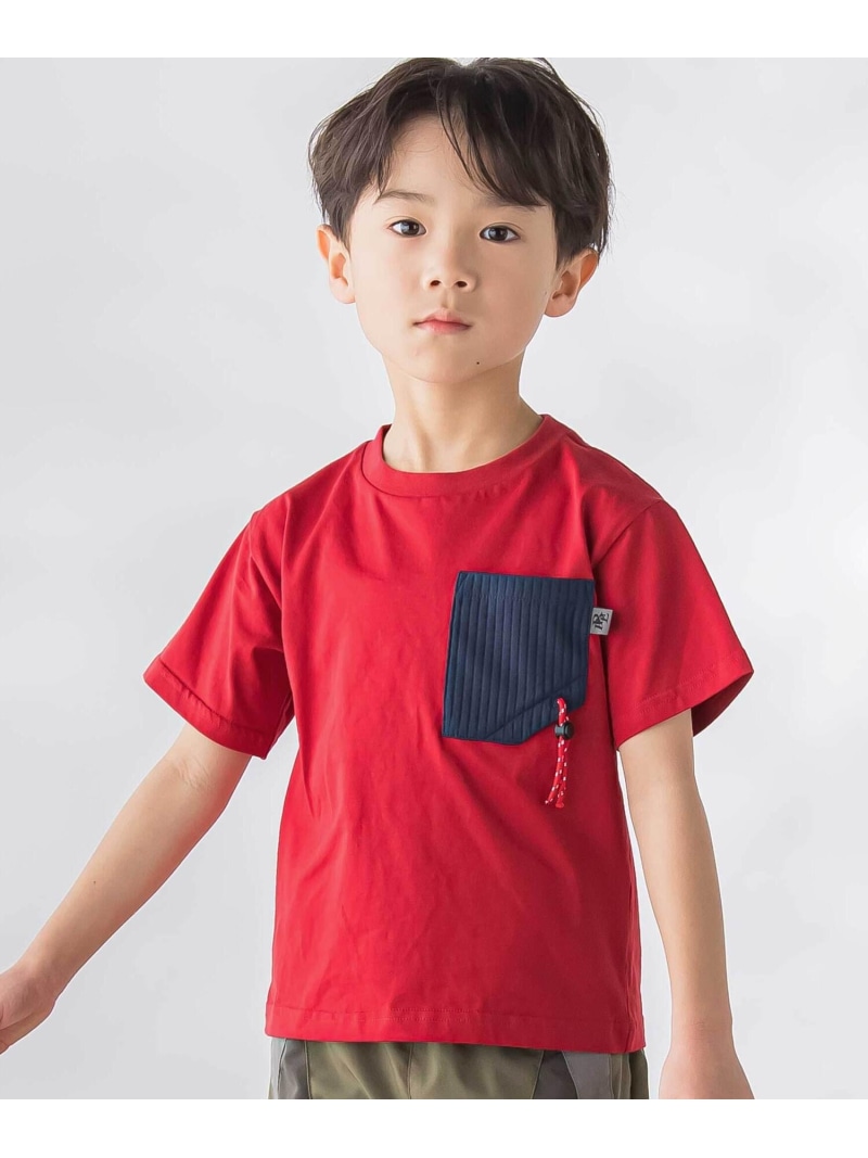 BeBe Petits Pois Vert 格子タフタポケット付きコードTシャツ(95~160cm) ベベ オンライン ストア トップス カットソー・Tシャツ レッド ブラック【送料無料】