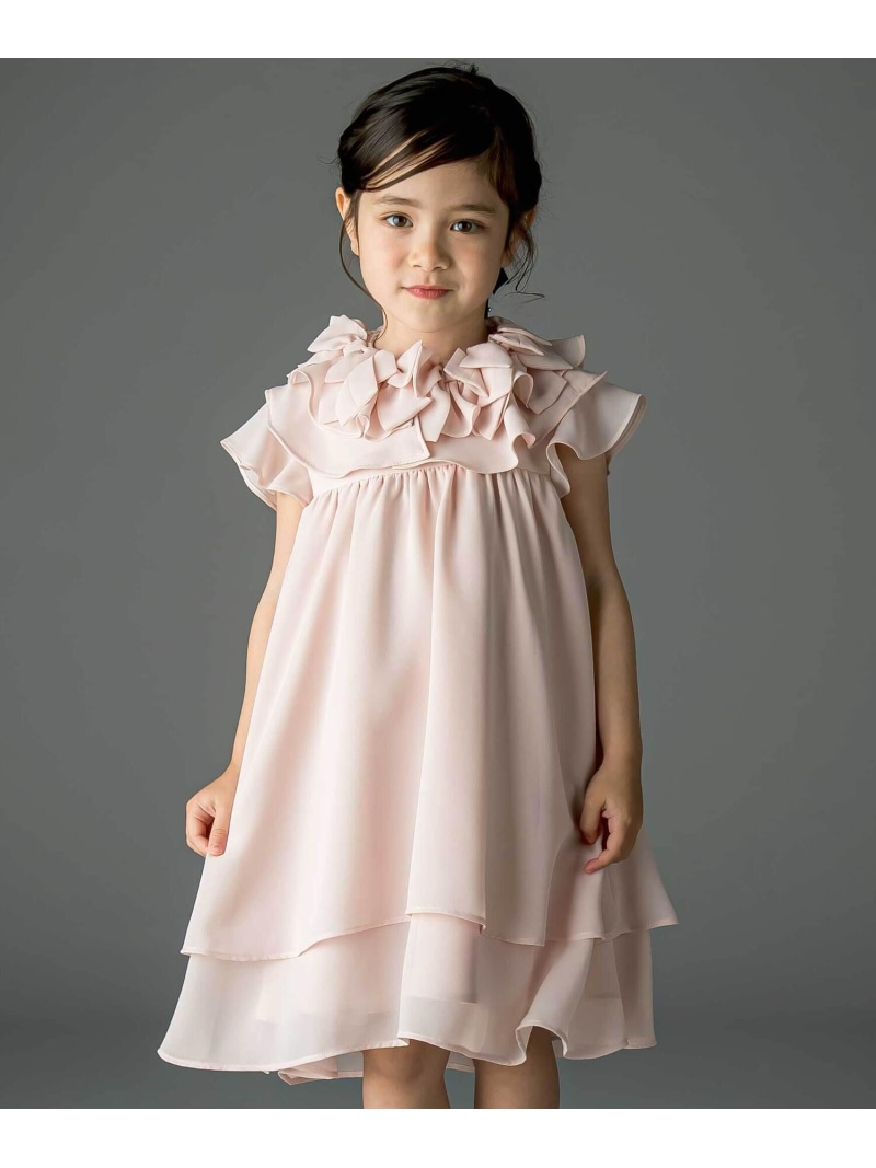 Tartine et Chocolat 梨地リボン付け襟2WAYドレス(90~130cm) ベベ オンライン ストア ワンピース・ドレス ドレス グリーン ピンク【送料無料】