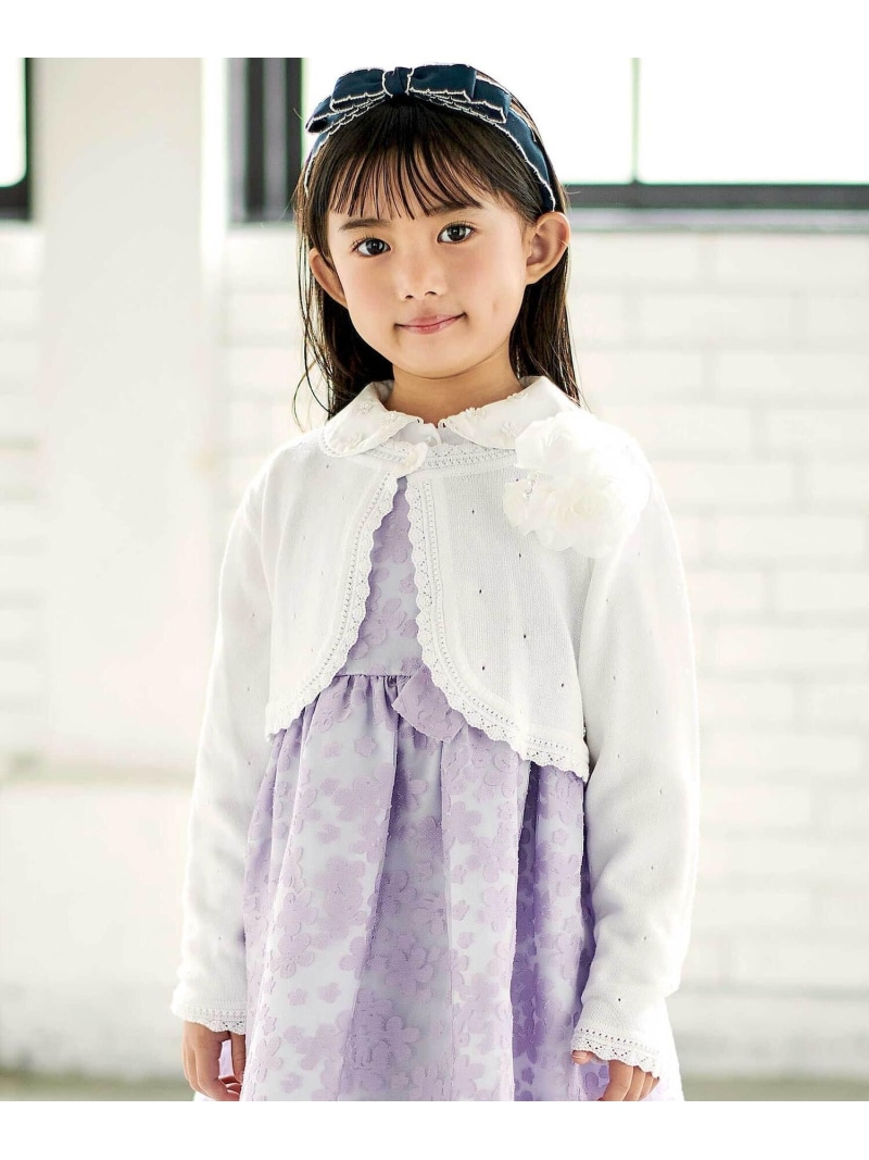BeBe ニットボレロカーディガン(110~130糎) ベベ オンライン バス発着場 トップス ジレー 薄墨色 白いこと【貨物輸送無料】