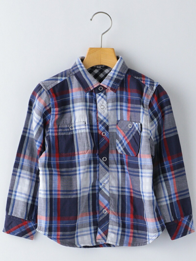 Ships Kids チェック シャツ リバーシブル 100 130cm Kids ダブルガーゼ