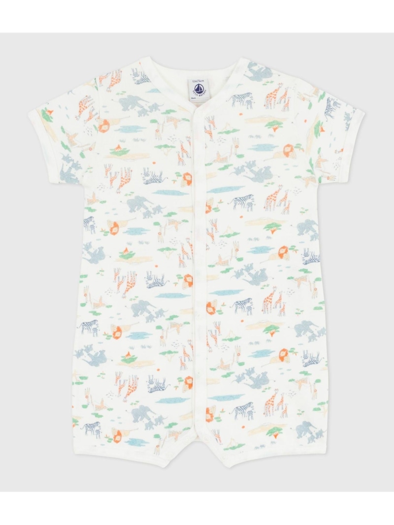 PETIT BATEAU アニマルプリントショートロンパース プチバトー マタニティウェア・ベビー用品 ロンパース・カバーオール【送料無料】