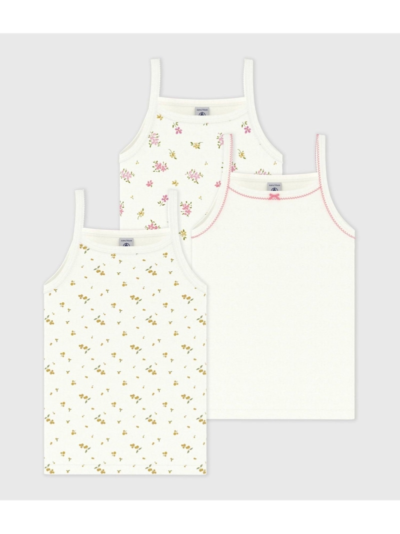 PETIT BATEAU フラワープリントキャミソール3枚組 プチバトー インナー・ルームウェア その他のインナー・ルームウェア【送料無料】