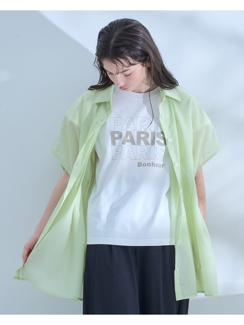 POM PONETTE AMI 【AMI】タックティーシャツ×【人付き合い冷感】はだ着ティーシャツ書き割り ナルミヤオンライン トップス 余分の物のトップス 緑であること【貨物輸送無料】