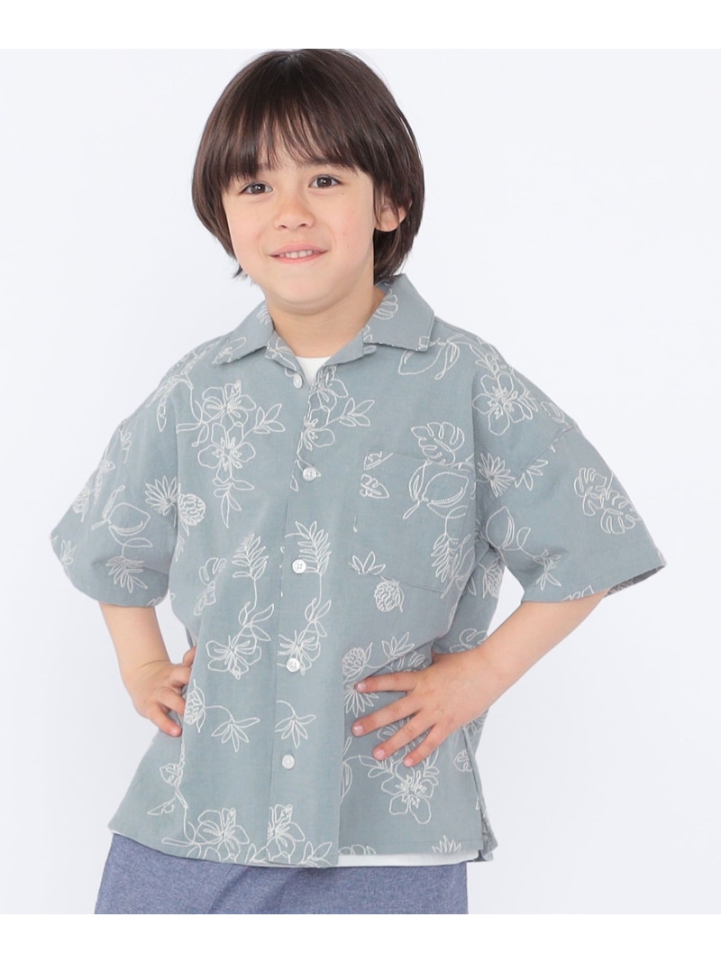 SHIPS KIDS SHIPS KIDS:100~130cm /エンブロイダリー オープンカラー シャツ シップス トップス シャツ・ブラウス ホワイト【先行予約】*【送料無料】