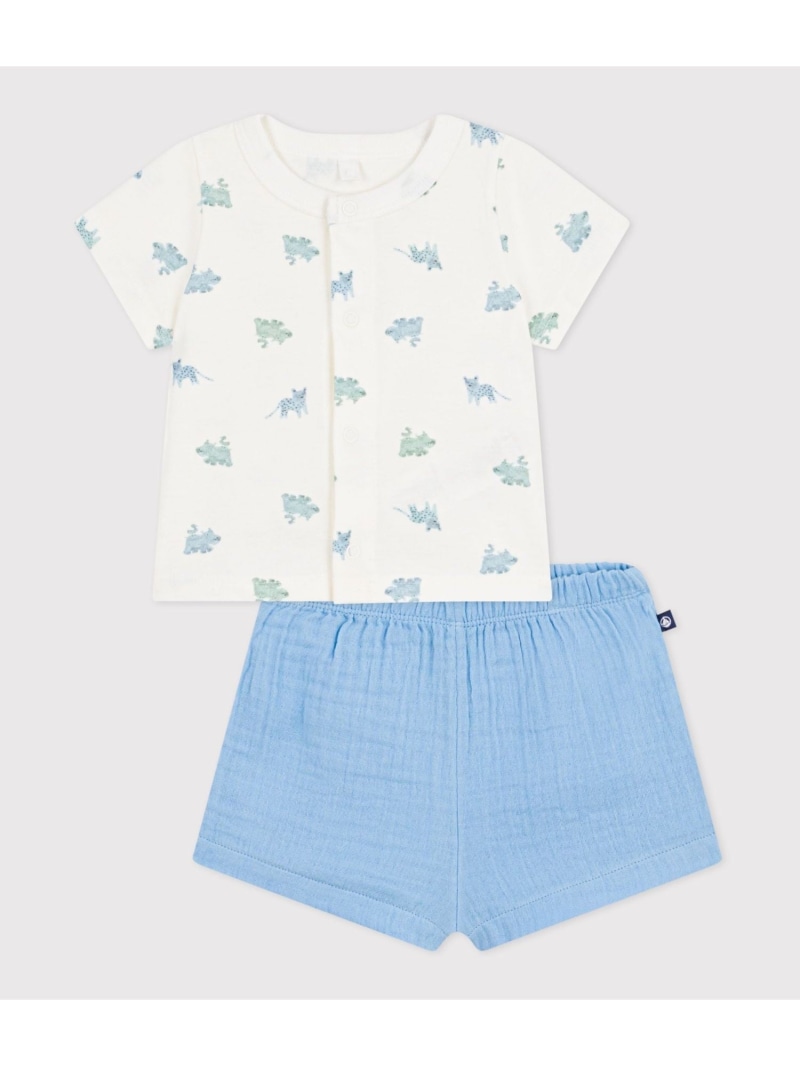 PETIT BATEAU ダブルガーゼベビー2点書き割り プチバトー トップス プルオーバー・トップ【貨物輸送無料】