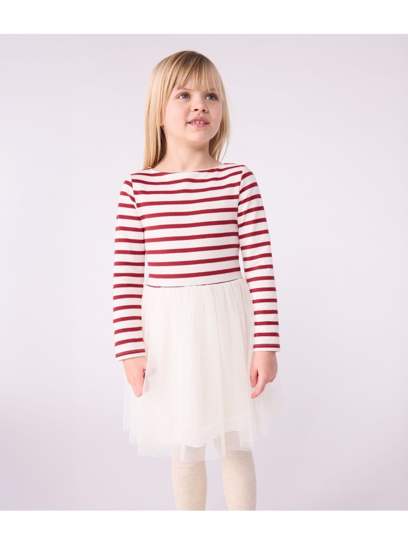 【SALE／20%OFF】PETIT BATEAU 長袖ワンピース プチバトー ワンピース・ドレス ワンピース ホワイト【RBA_E】【送料無料】