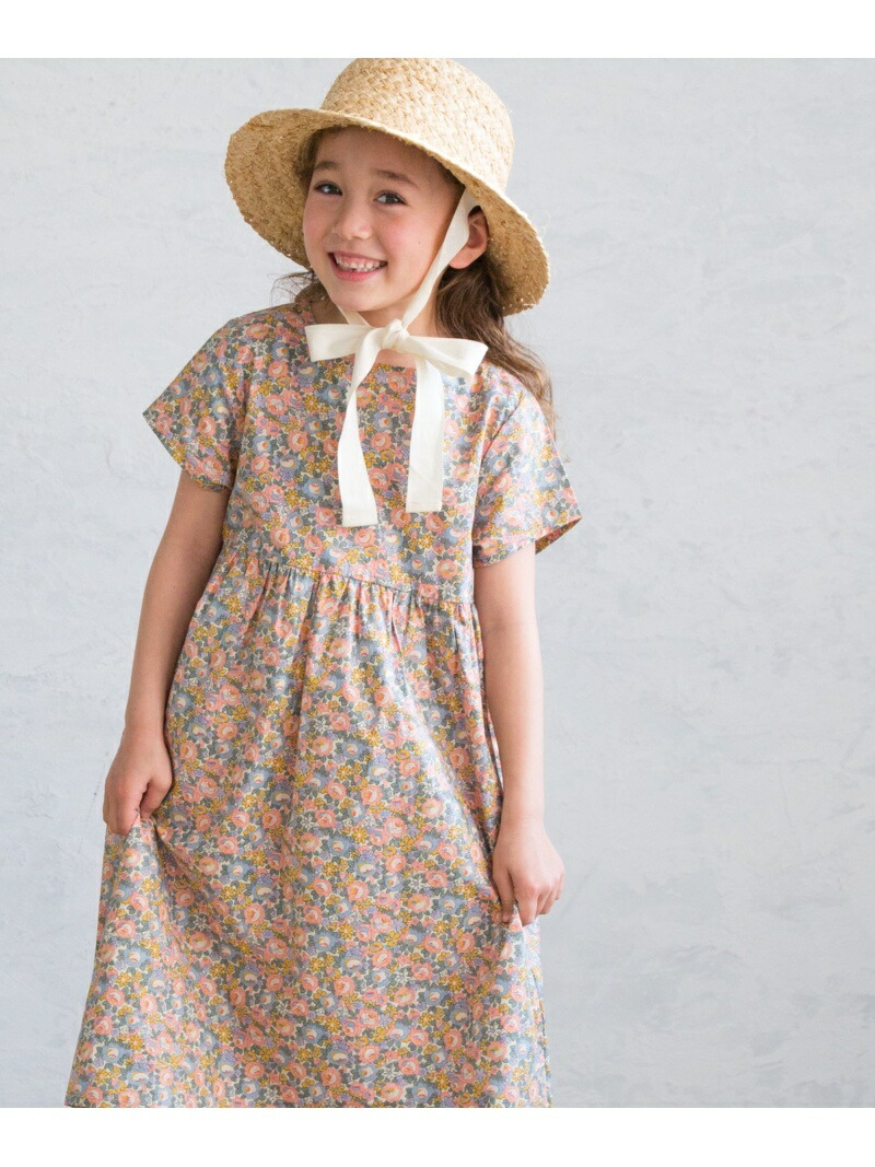 Pairmanon フレンチスリーブ ワンピース チェックドット ペアマノン 半袖 総柄 花柄