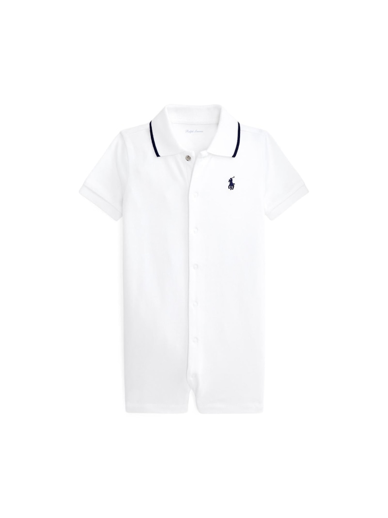 POLO RALPH LAUREN (ベビー)コットン インターロック ポロ ショートオール ラルフローレン マタニティウェア・ベビー用品 ロンパース・カバーオール ホワイト【送料無料】｜ Fashion Kids