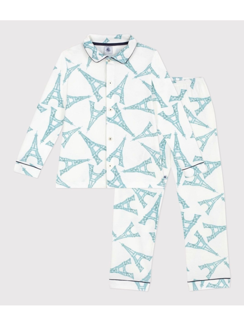 PETIT BATEAU 衿つき刷り上げる長袖パジャマ プチバトー はだ着・御部屋御召しもの パジャマ【貨物輸送無料】