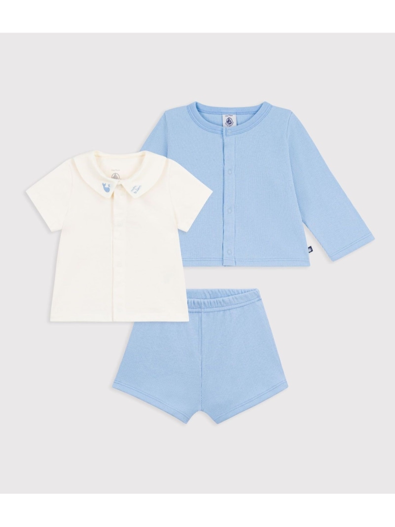 PETIT BATEAU 綿織物 もの言う花3点仕掛ける プチバトー トップス ジレー サクラ色【貨物輸送無料】