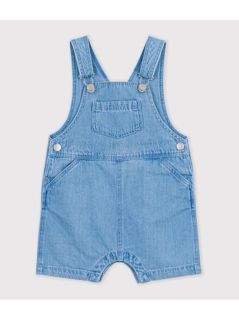 PETIT BATEAU デニムショートサロペット プチバトー オールインワン・厚地の外套櫂 オーバーオール・サロペット 青色【貨物輸送無料】