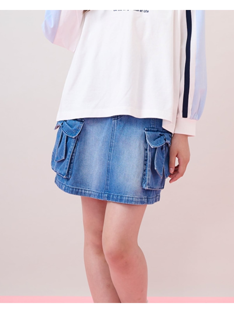 【SALE／30%OFF】mezzo piano Junior リボンフラップカーゴスカパン ナルミヤオンライン パンツ その他のパンツ ピンク ブルー【RBA_E】【送料無料】