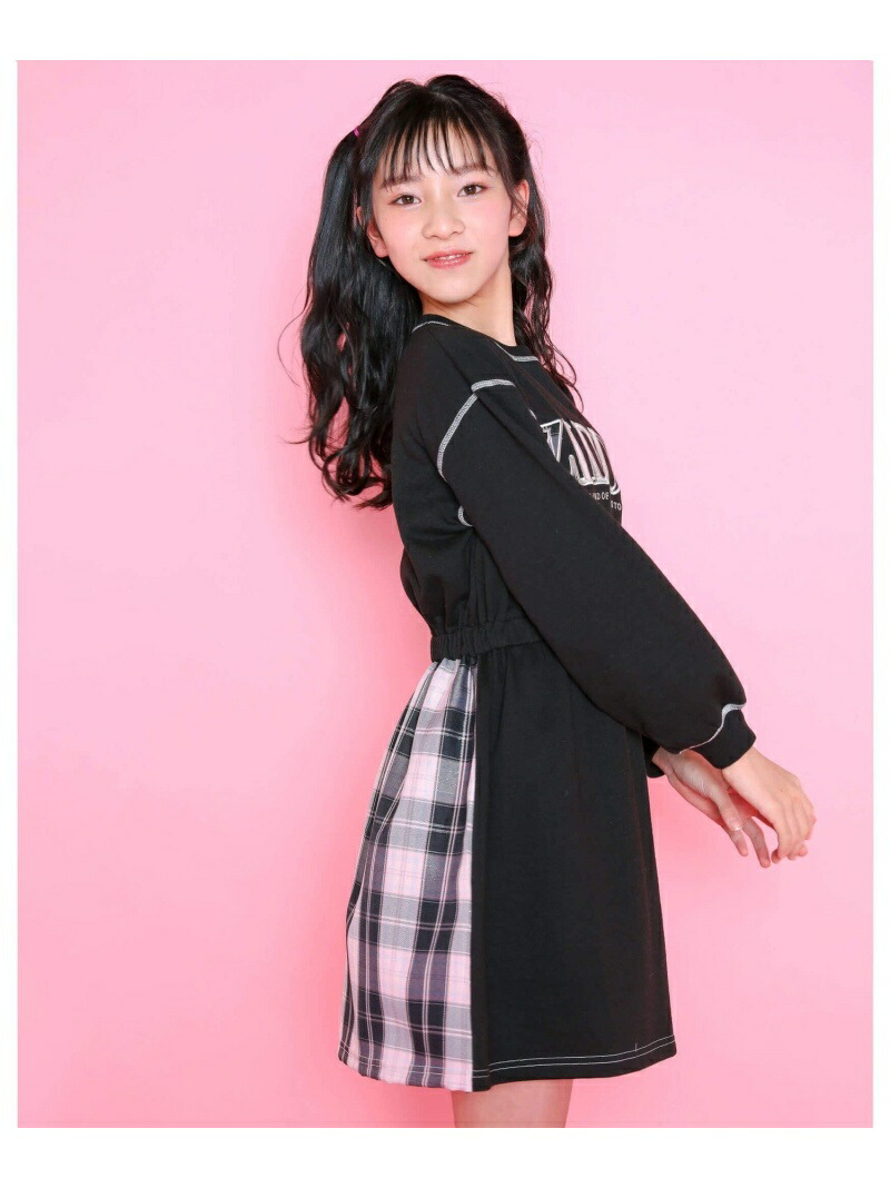 Ziddy 130 160cm オンライン チェック ワンピース ベベ 切り替え