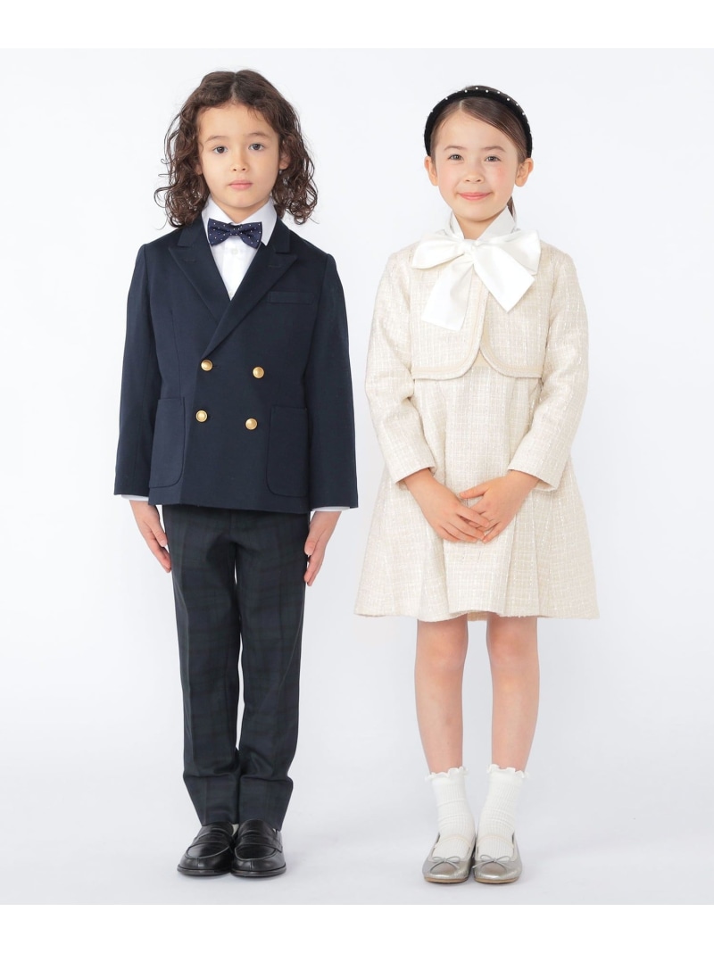 SHIPS KIDS SHIPS KIDS:110~130糎 /儀式用 ラメ ツィード ボレロ 上衣 シップス ジャケット・アウター 否色合い上衣 ベージュ【貨物輸送無料】