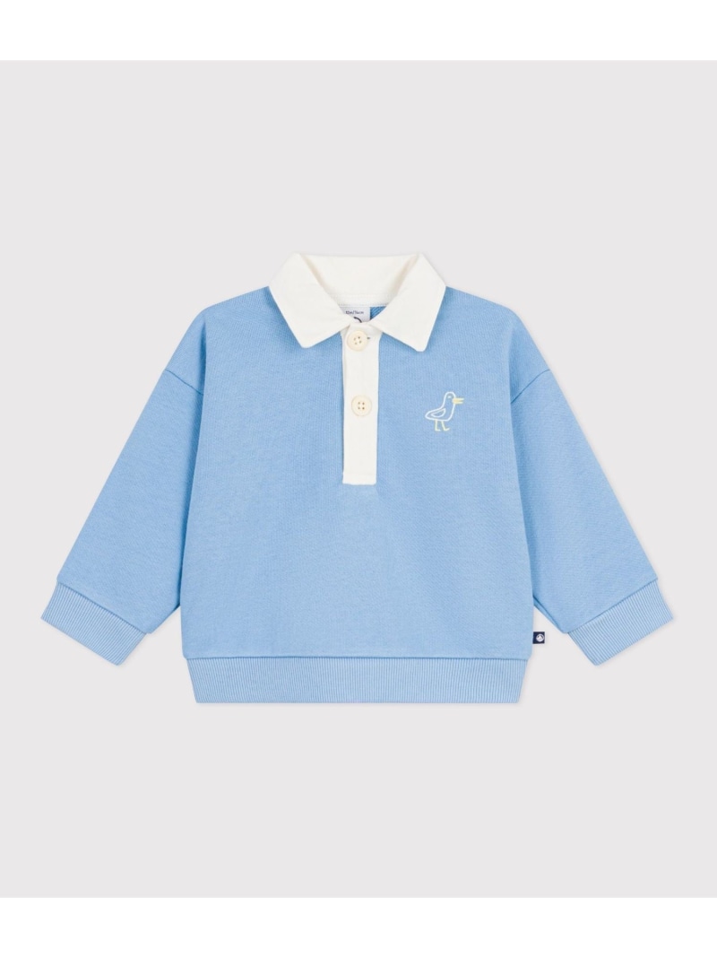 PETIT BATEAU 衿つきプリントスウェットプルオーバー プチバトー トップス スウェット・トレーナー【貨物輸送無料】