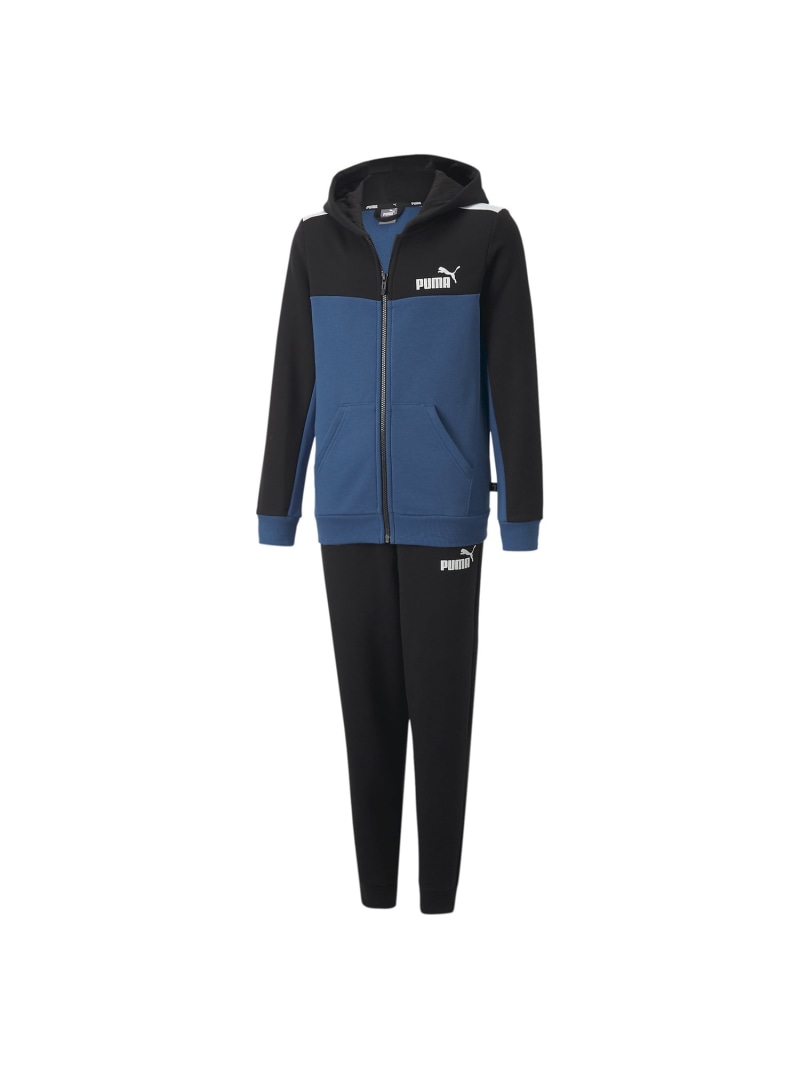 PUMA キッズ ボーイズ ESS ブロック フーデッド ジャージ 上下セット 120-160cm プーマ スポーツ 水着 ジャージ ブルー