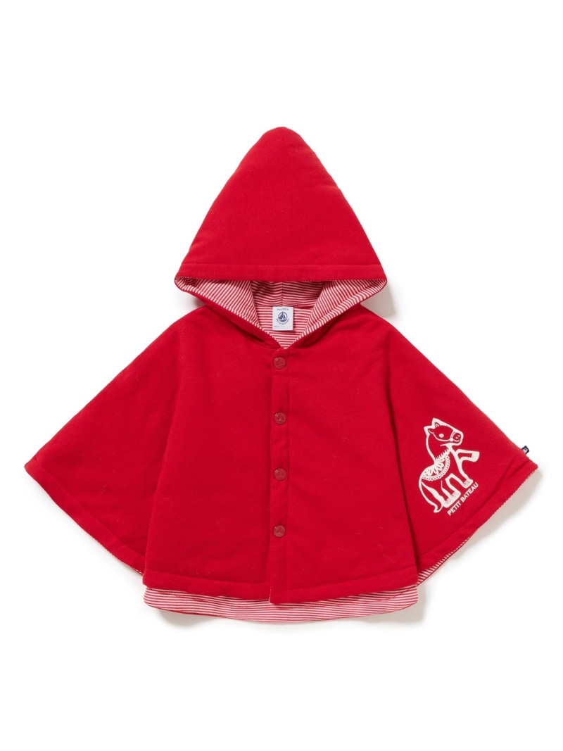 PETIT BATEAU ケープ プチバトー ジャケット・アウター ポンチョ 赤いこと【貨物輸送無料】 キッズファッション-キッズ・ベビー・マタニティ