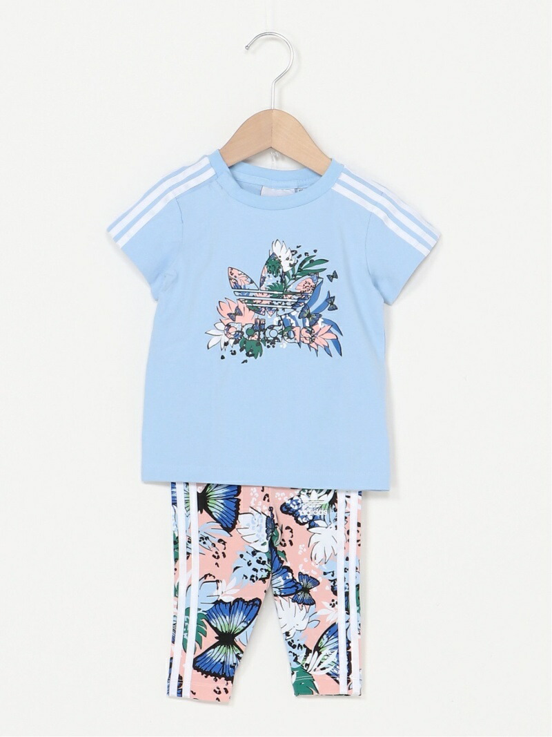 Adidas Originals Her Studio London アニマル フラワープリント Tシャツワンピースとタイツセット アディダスオリジナルス キッズ 子供用 アディダス カットソー キッズカットソー ブルー 送料無料 Asoreuma Org