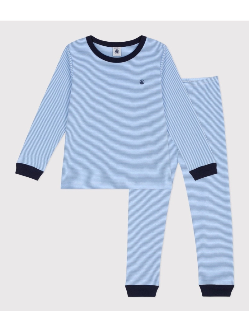 PETIT BATEAU ミラレ長袖パジャマ プチバトー はだ着・御部屋御召しもの パジャマ 白いこと【貨物輸送無料】