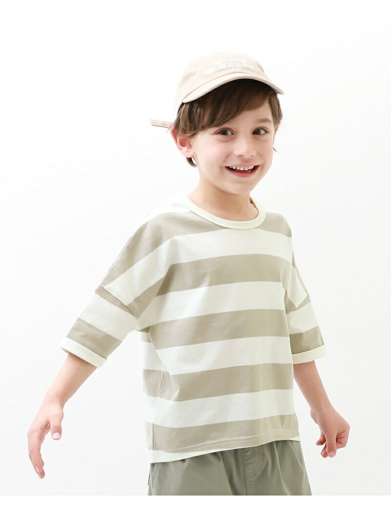 Devirock ワイドボーダーゆるっとtシャツ 半袖 半そで ビッグシルエットデビロック ベビー キッズ 子供服 トップス